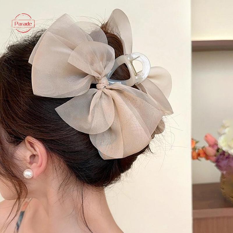 Diễu Hành Thời Trang Lưới Nơ Kẹp Nữ Đuôi Ngựa Bím Tóc Thanh Lịch Cô Gái Phụ Kiện Tóc Quà Tặng Kẹp Mũ VN