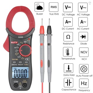 Hilivn) NJTY 328D 600A AC Kẹp Meter Phạm vi tự động 6000 Đếm LCD 1.6 inch AC kỹ thuật số True RMS NCV Loại kẹp Đồng hồ đo đa năng để đo AC / DC Dòng điện AC / DC Điện áp T