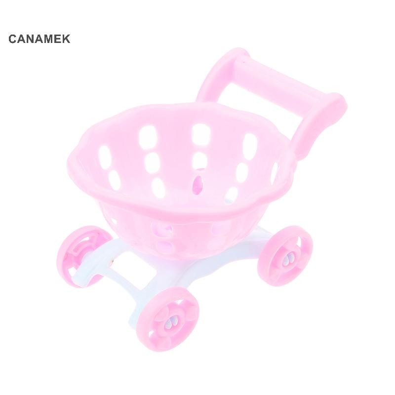 Canamek 1 / 12 Nhà Búp Bê Mô Phỏng Siêu Thị Xe Đẩy Hai Lớp Giỏ Hàng Nhà Búp Bê Mô Hình Siêu Thị Phụ Kiện Trang Trí CSF