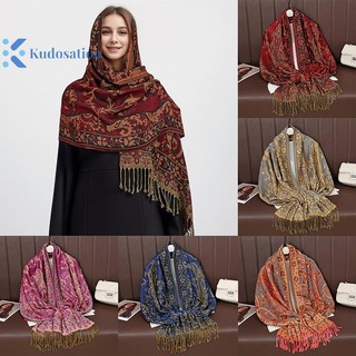 Kudosation Mùa Đông Cashmere Pashmina Khăn Choàng Nữ Quấn Ấm Áp Mùa Thu Khăn quàng cổ Thiết Kế In Hình Nữ Foulard Cotton Stoles Khăn quàng cổ