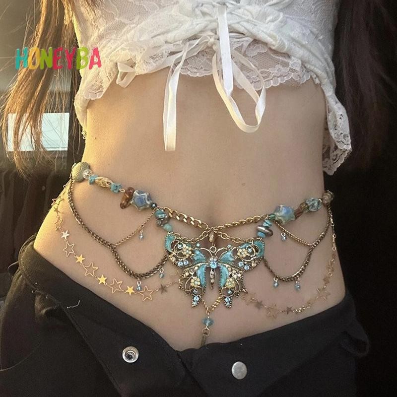 < Honeyba > Mặt dây chuyền Dainty Multiayer Vòng cổ dây chuyền cơ thể thanh lịch Quà tặng trang sức dự tiệc
