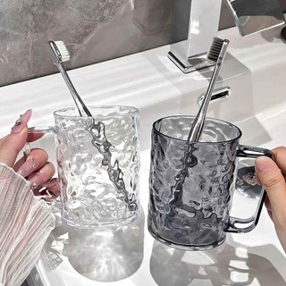 Ly Nước Đánh Răng Hoạ Tiết Sóng Nước 3D Phong Cách Châu Âu, Cốc Đánh Răng Nhựa Cao Cấp Bền Bỉ Có Tay Cầm SUNND