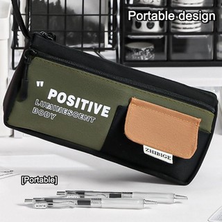 Bút chì RISEDOT, Túi đựng bút vải dung tích lớn, Hộp đựng văn phòng phẩm hai lớp di động Văn phòng học