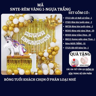 Set Bóng Trang Trí Sinh Nhật Tuổi Meo,tuổi Mão, thôi nôi, 12 con giáp cho bé gái - bé trai SNTE-RÈM VÀNG 1-NGỰA TRẮNG
