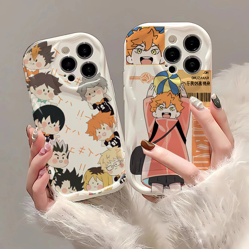 Ốp điện thoại hoạt hình Anime Haikyuu dễ thương cho Xiaomi Redmi Note 13 Pro 12 4G 11 10 Pro 13 Plus 12S Redmi 13 13C 14C Vỏ điện thoại di động 3D Họa tiết viền cong gợn sóng Bảo vệ Camera chống sốc