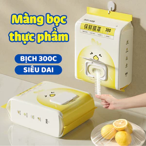 Bịch 300 màng bọc thực phẩm dạng rút tiện lợi hình chú gà, Màng bọc PE siêu dai chịu nhiệt tiện lợi