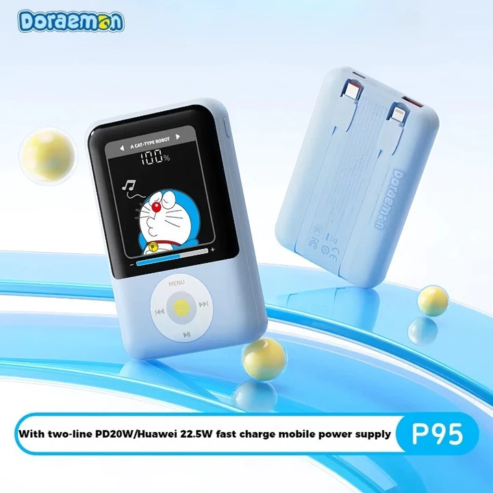 Sạc dự phòng Doremon đi kèm cáp 10000 mAh, sạc nhanh 22.5W, sạc dự phòng mini dung lượng lớn siêu mỏng, nhỏ gọn và di động