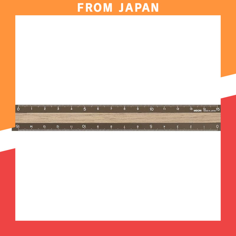 DESIGNPHIL Midori Ruler Aluminum Wood 15cm Brown x Brown 42280006 ...