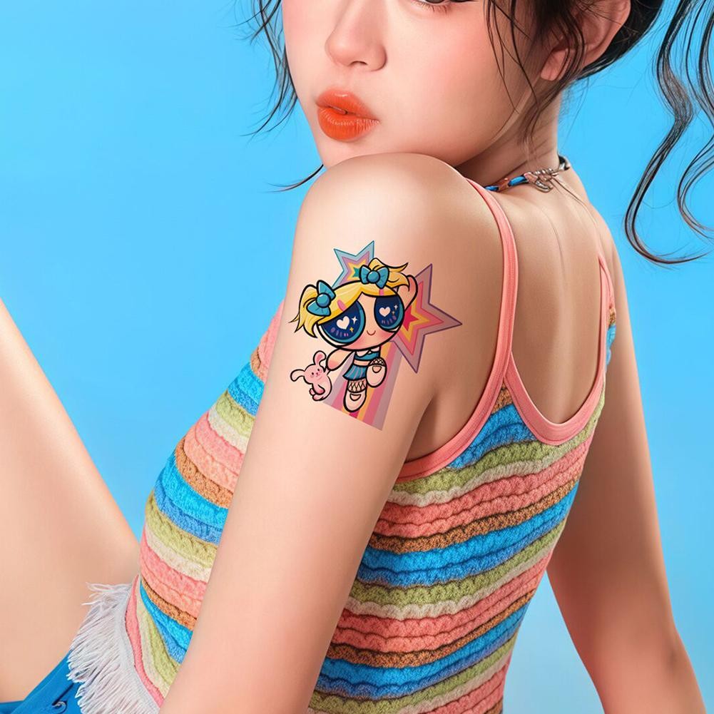 The Powerpuff Girls Hình Xăm Miếng Dán Hoạt Hình Dễ Thương Trẻ Em Chống Thấm Nước Lâu Dài Hình Xăm L7k1