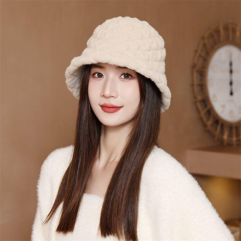 W Mùa Đông Nhật Bản Lười Thỏ Nhung Nón Nữ Thời Trang Hàn Quốc Xoắn Xếp Ly Ấm Xô Nón