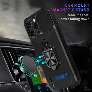 Dành Cho iphone 13 Pro Max / 12 Pro / 11 Ốp Lưng Có Trượt Camera Bao Đựng Thẻ Nhẫn Chân Đế Chịu Lực Bảo Vệ Mỏng Bao