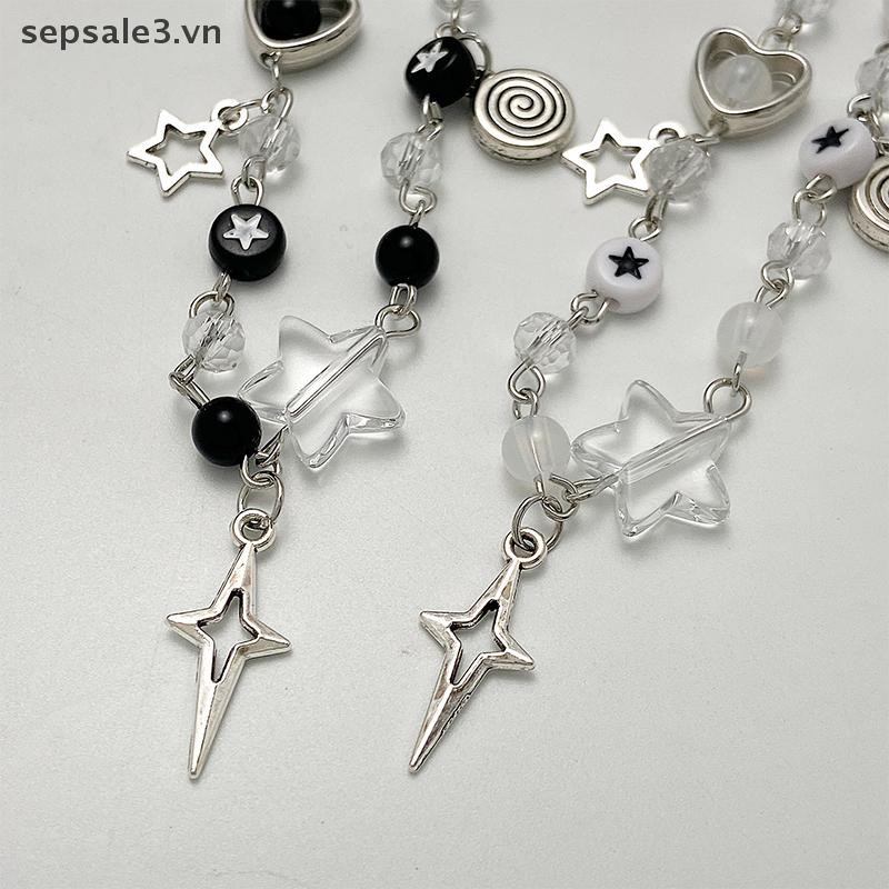 # Vn # Vòng tay cặp đôi Y2K hợp thời trang mới dành cho nữ Cô gái Mặt dây chuyền đàn Guitar Pentagram rỗng Vòng tay đính cườm Quà tặng trang sức bạn bè.