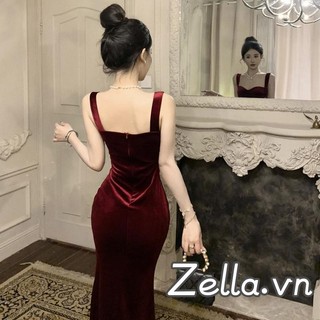 Váy dài nữ màu trơn không tay Backless Party Bodycon Dress