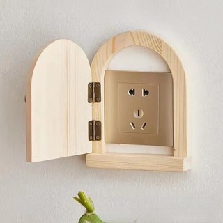 [COD] Vỏ bảo vệ công tắc EARTHLYCO, Khung trang trí ổ cắm gia dụng bằng gỗ, Hộp nút gắn tường sáng tạo Phòng khách chống sốc dán