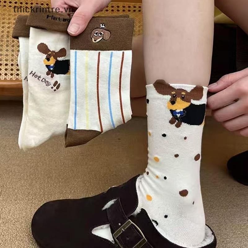 THI Ngộ nghĩnh Dachshund Động Vật Cotton Tất Xúc Xích Chó Hoạt Hình In Tất Thu Đông Ấm Tất Cặp Đôi Dễ Thương Tất VN