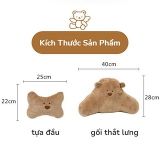 Gối Tựa Đầu Cổ Ô Tô và Ghế Văn Phòng Hình Gấu Bông, Trang Trí Nội Thất Xe Hơi Thoải Mái, Dễ Thương