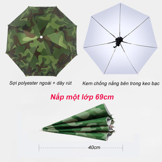 Mũ Ô Đội Đầu, Dù Đội Đầu Gấp Gọn Che Nắng Mưa, Tiện Lợi Cho Câu Cá, Du Lịch, Phượt