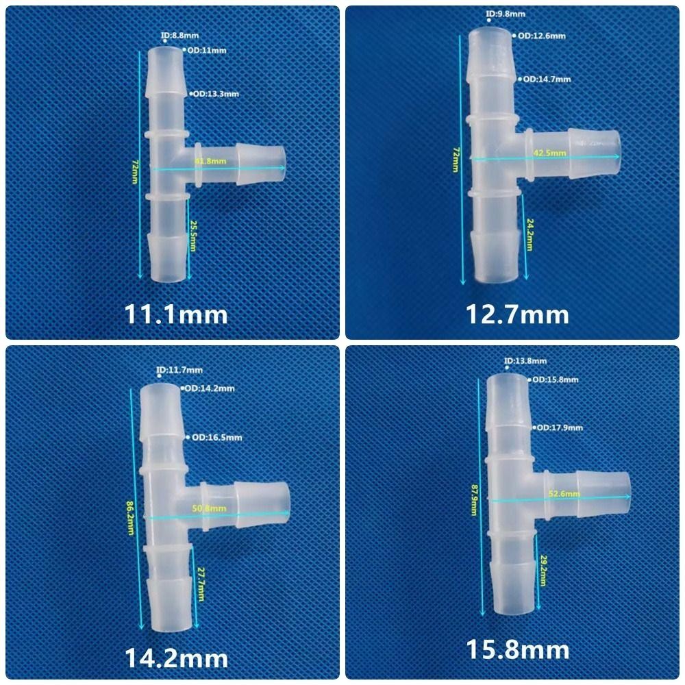 FANIELLAPOWELL 10 Đầu nối 3 chiều, Đầu nối Tee loại T có đường kính bằng nhau PP PE, Phụ kiện ống nhựa mềm 1,6-15,8mm bền bỉ cho phụ kiện bể cá