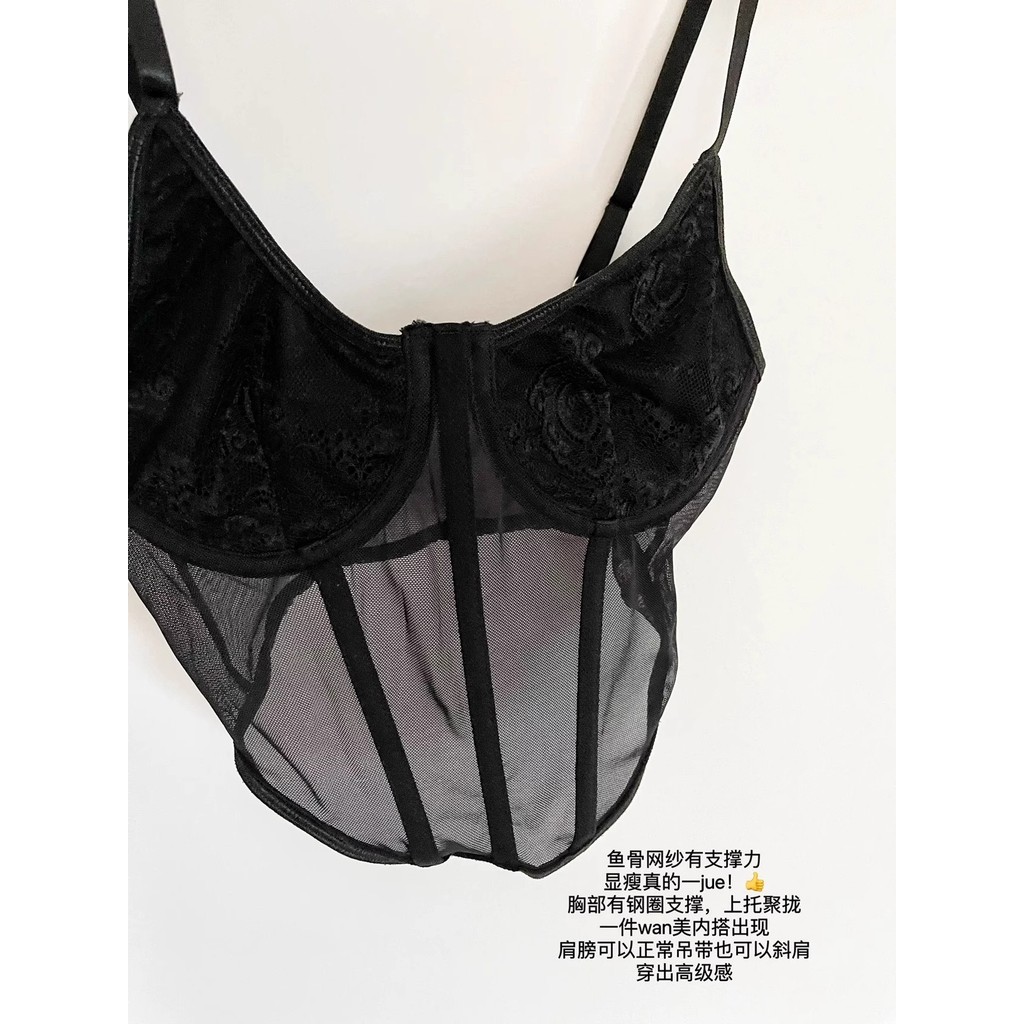 Cô Gái Nóng Xương Cá Gợi Cảm Áo Sling Tập Hợp Gạc Đen