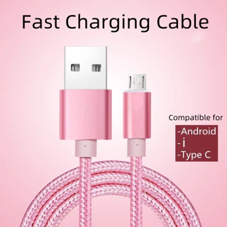 (Cod) Cáp nguồn Android Micro USB Type C Nylon Braid Cáp nguồn sạc nhanh Dòng dữ liệu cho tất cả các điện thoại