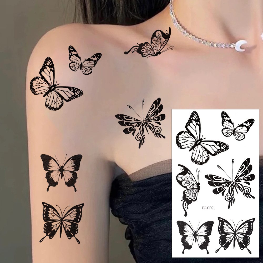 1 / 3 / 5 Bộ Hình Xăm Giả Chống Thấm Nước Tạm Thời Bướm - Thiết Kế Tinh Tế Hình Xăm 3D Tatoo Sticker