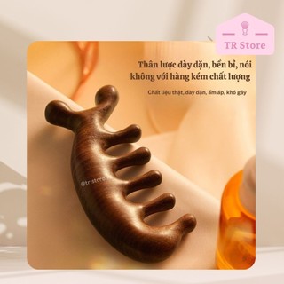 Lược massage đầu gỗ đàn hương M'aycreate - Kèm 2 đầu ấn huyệt thư giãn