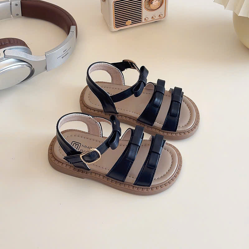 (hàng sẵn) sandal bé gái dép quai hậu xinh xắn 3 quai nơ xinh xắn mẫu mới MGBABY đen trắng cho bé từ 1 tuối  V7921