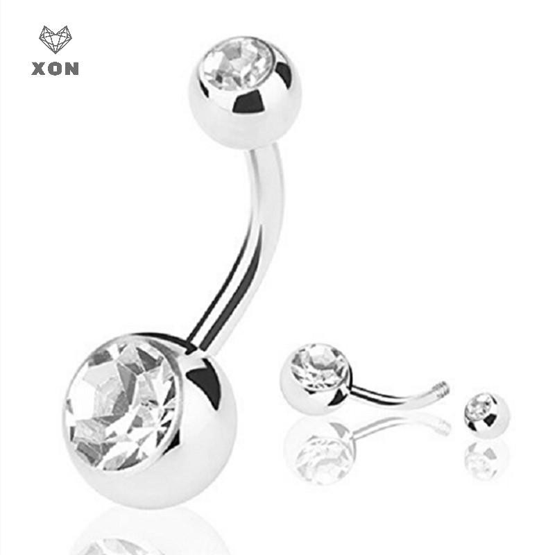 XON Set 7 Khuyên Rốn Thép Không Gỉ Đính Đá Pha Lê