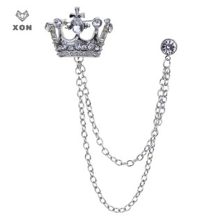 XON Cài Áo Hình Vương Miện Phối Dây Xích Tua Rua Phong Cách Anh Quốc Cổ Điển Thời Trang Sang Trọng