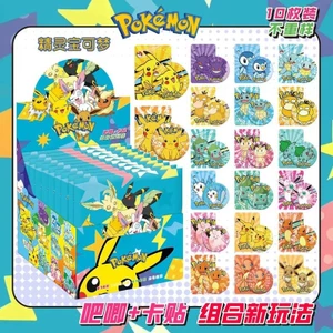Hộp mù huy hiệu Pokémon 75mm + Nhãn dán thẻ | Túi Ita Sưu Tập Anime Merch (10 Gói / Hộp)