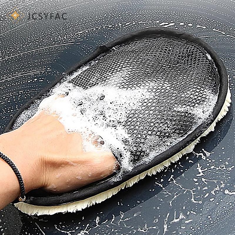 JCSYFAC 1 Găng Tay Rửa Xe Dày Sang Trọng Khăn Lau Xe Hơi Sáp Đánh Bóng Sản Phẩm Vệ Sinh Xe Sang Trọng Rags Món Ăn Găng Tay Dụng Cụ Vệ Sinh Mới