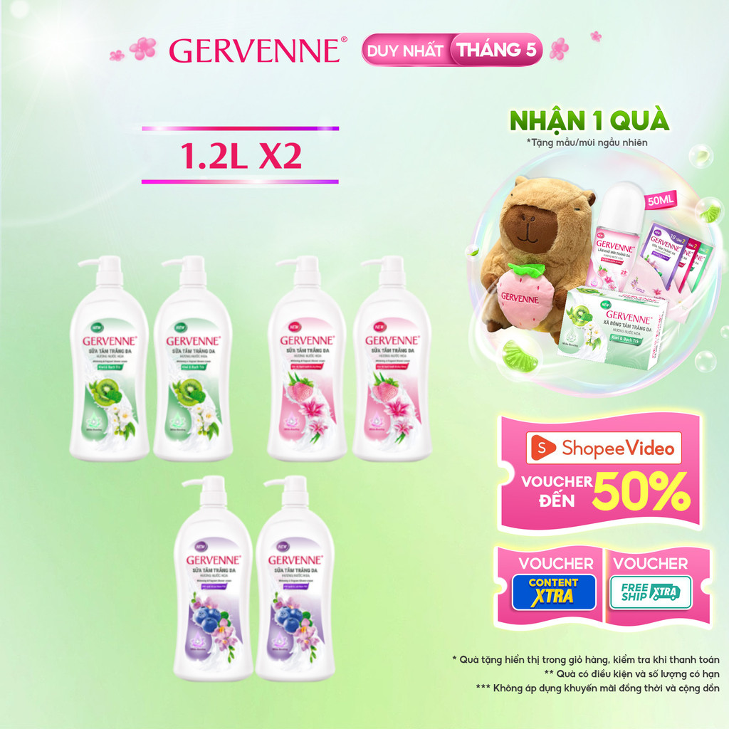 Ảnh Combo 2 Sữa tắm trắng da 1.2L hương nước hoa Gervenne 1