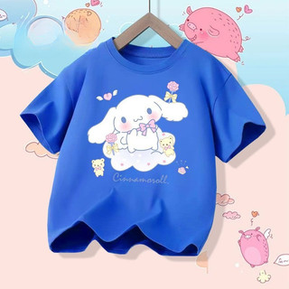 2025 Cinnamoroll Bé Gái Tay Ngắn Tee Hoạt Hình Dễ Thương Mùa Hè Trẻ Em Trang Phục Nhân Vật In Áo Thun