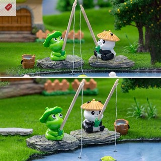 ALIK Câu Cá Ếch Gấu Trúc Các Bức Tượng Trang Trí Sáng Tạo Hoạt Hình Hình Động Vật Hình Búp Bê Cá Bể Cá Có Thể Treo Trang Trí Máy Tính Để Bàn Trang Trí VN