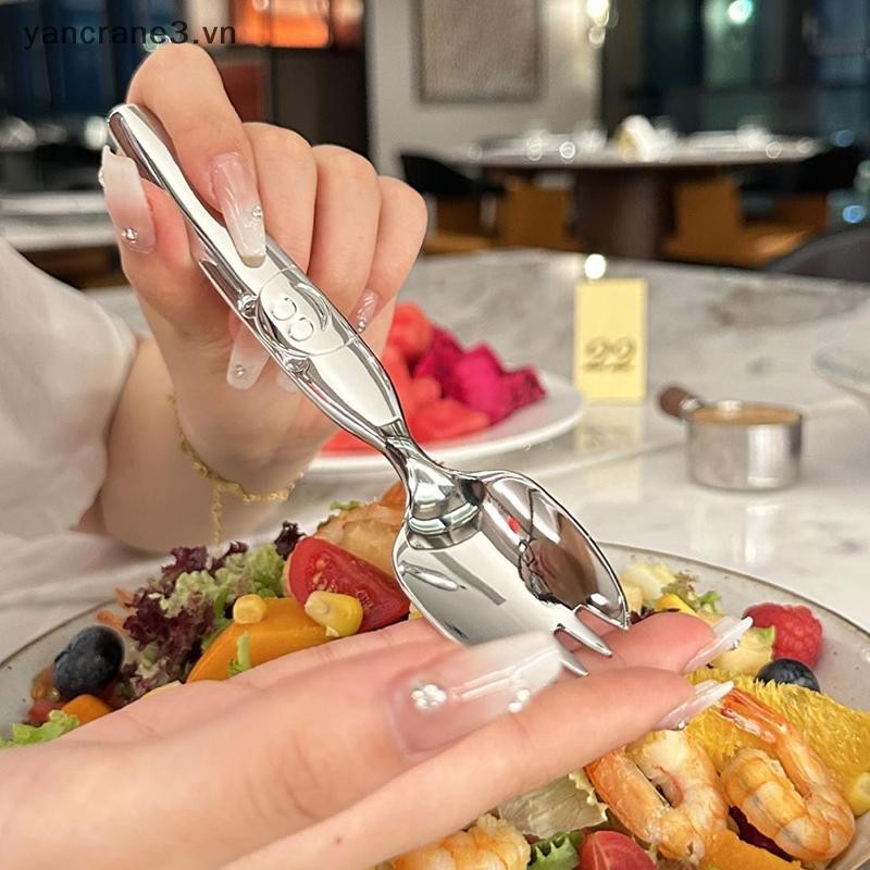 {YAN3} Muỗng Inox Nĩa Trẻ Em Thìa Nĩa Trái Cây Hoạt Hình Sáng Tạo Nĩa Gấu Ăn Thìa Cho Bé Thìa Canh {yancrane3.vn}