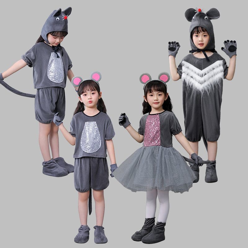💕Chỗ💕Quần Áo Trẻ Em Động Vật Múa 3 Đến 14 Tuổi Chuột Trang Phục Quần Áo Cho Bé Gái Trới Lạ Halloween