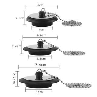 METALWRK 1 nút chặn thoát nước bồn tắm silicon 4/4.3/5cm có dây xích, cao su đa năng bền