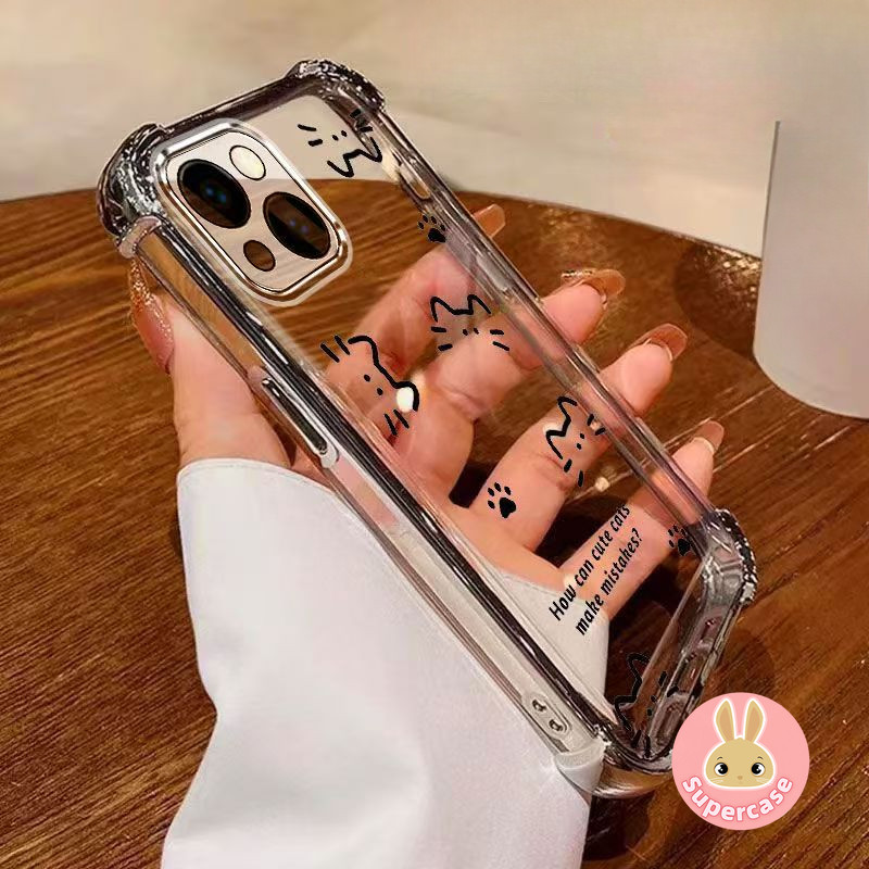 Ốp Điện Thoại Mèo Đường Dễ Thương Cho Redmi Note 15 Pro Plus Turbo 5 Max A7 Pro Xiaomi Poco X8 M8 Pro 5G 4G Vỏ Trong Suốt Khung Mạ Paw Ốp Lưng Mềm