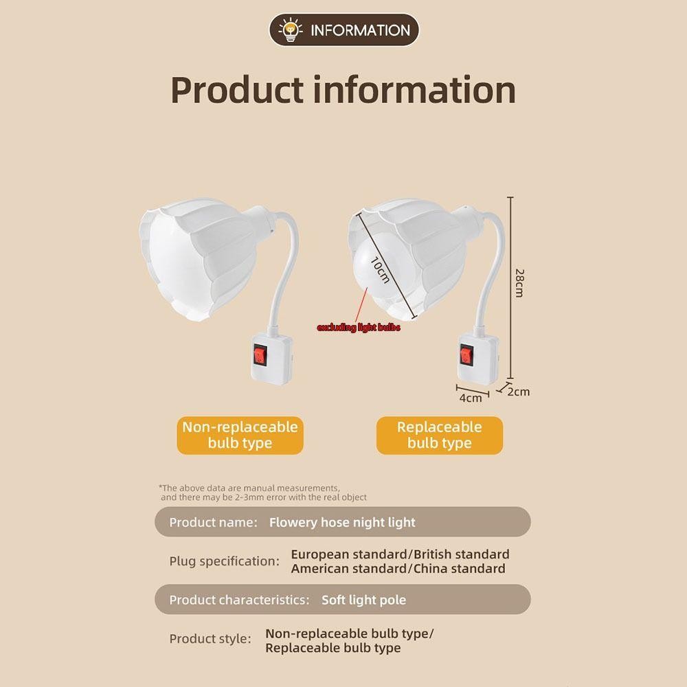 Đèn cắm tường AWNGD hình hoa sen tinh tế, có công tắc, phù hợp trang trí nội thất và dùng làm đèn ngủ