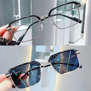 Kính cận thị đổi màu nửa khung thời trang, nam côn đồ đẹp trai, hình vuông hợp thời trang, mặt nhỏ, kính chuyên nghiệp, chống ánh sáng xanh và bảo vệ mắt chống tia cực tím