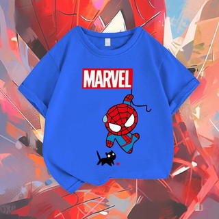 2025 Hoạt Hình Người Nhện Mềm Unisex Trẻ Em Áo Thun Bé Trai Và Bé Gái Top Tee