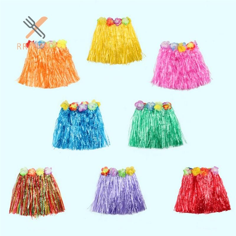 Rrlnmd Trẻ Em Bé Trai Bé Gái Hawaii Hula Cỏ Đi Biển Váy Hoa Dây Đeo Tay Đảng Đầm Nóng MỚI