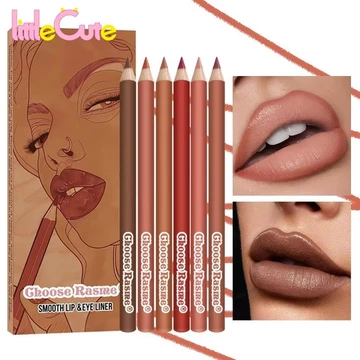 Bộ 6 Son Môi - Bộ Son Môi Màu Nâu Khỏa Thân - Chống Thấm Nước Lâu Dài - Son Môi Nhung Matte - Trang Điểm Môi Cốc Chống Dính - Son Môi Đường Viền Son Môi
