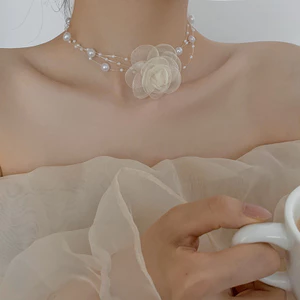 Vòng cổ ngọc trai hoa thời trang Tính khí Dây chuyền xương đòn nữ cao cấp