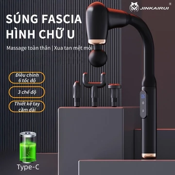 Jinkairui Súng Massage Hình Chữ U Cầm Tay Máy Mát Xa Cơ Thư Giãn Giảm Đau Di Động Súng Massage Không Dây Sử Dụng