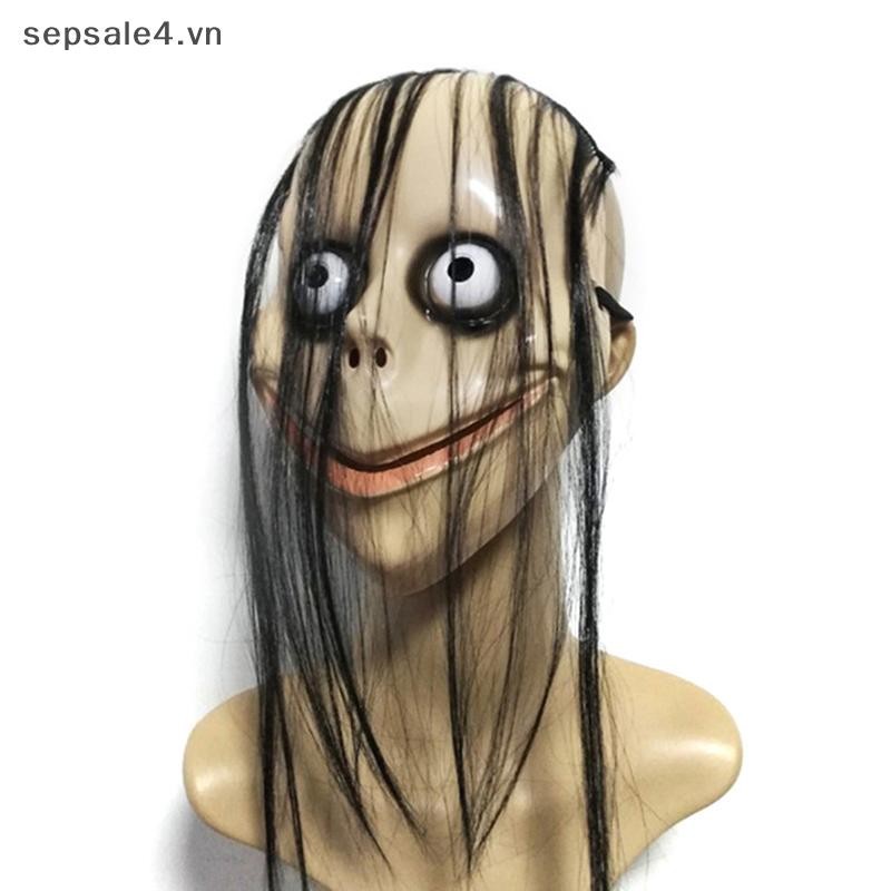 B&N  Halloween Kinh dị với mặt nạ tóc dài Mặt nạ ngộ nghĩnh Mặt nạ miệng hình chữ V Mặt nạ MoMo.