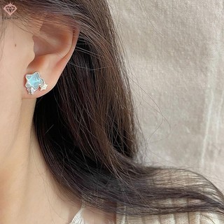 [Pcwkkef] 1 Đôi Bông Tai Đính Đá Zircon Ngôi Sao Mặt Trăng Màu Xanh Phong Cách Hàn Quốc Cho Nữ Tinh Tế Ngọt Ngào Dễ Thương Tính Khí Bông Tai Trang Sức Cưới Mới