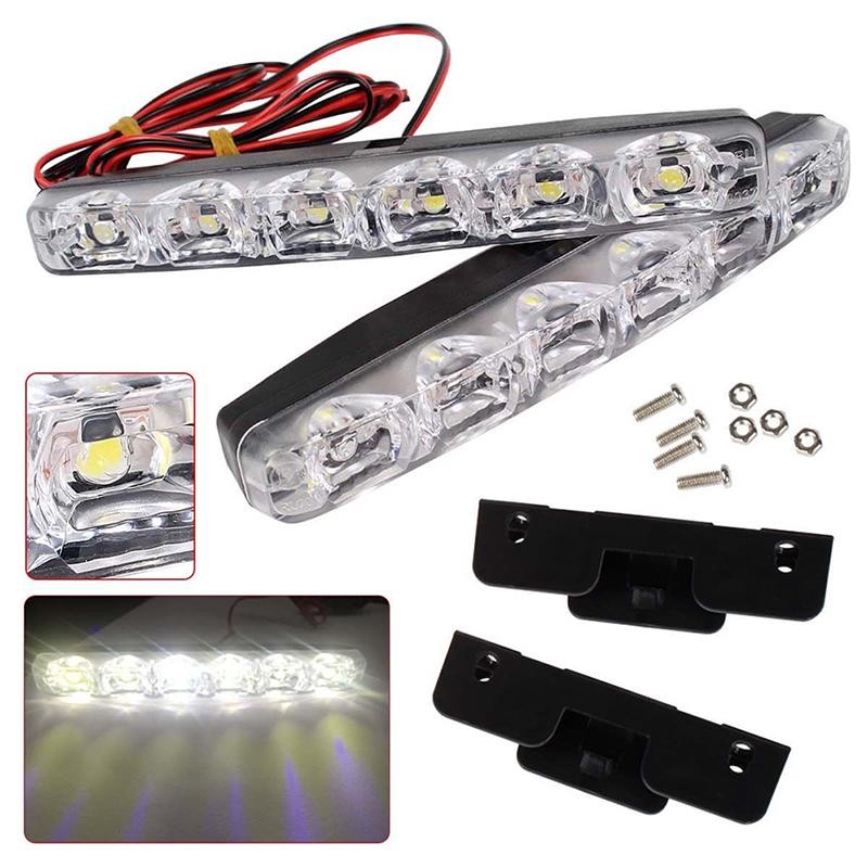 Tmoy 2 Chiếc 12V 6 Đèn LED Chạy Ban Ngày DRL Xe Sương Mù Ngày Lái Xe Đèn Bộ TCVN