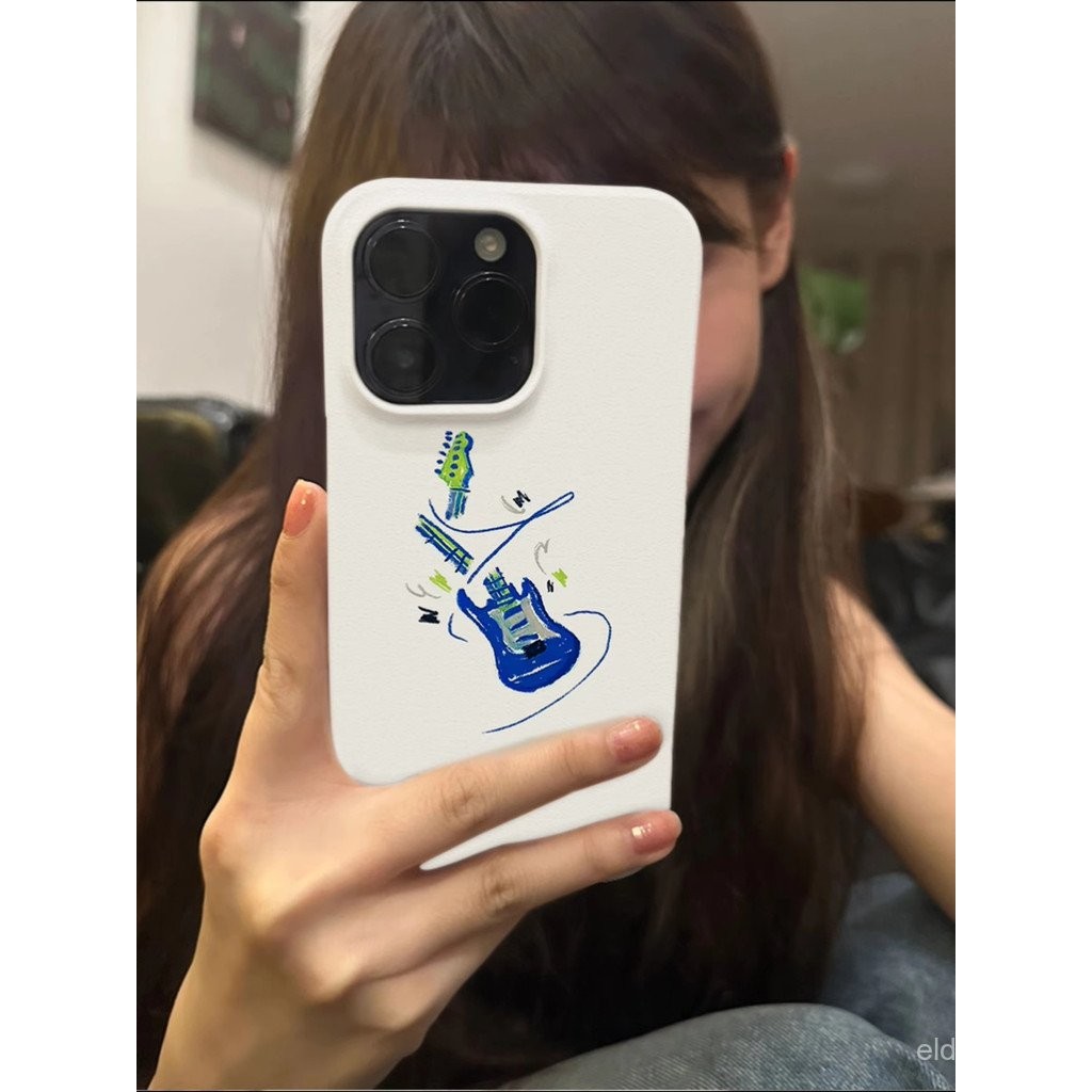 Ốp cứng QYJS đàn guitar đứt dây ốp điện thoại di động phim dùng cho IPhone 16 11 12 PRO 13 14 15 ProMax 7 8 plus XSMAX XR XR XS X SE 14 15 16 PLUS ins phong cách đơn giản chống rơi bề mặt bảo vệ RVLG