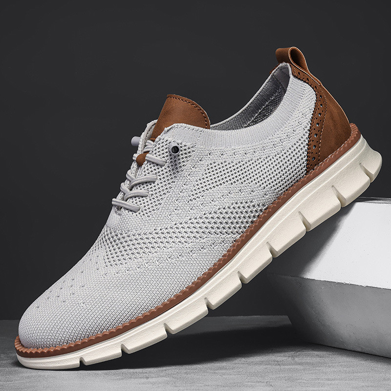 Mùa Xuân 2024 Mùa Thu Nhẹ Buộc Dây Thể Thao Giày Nam Thoáng Khí Flyknit Loafers Nam Plus Size Giày Nam
